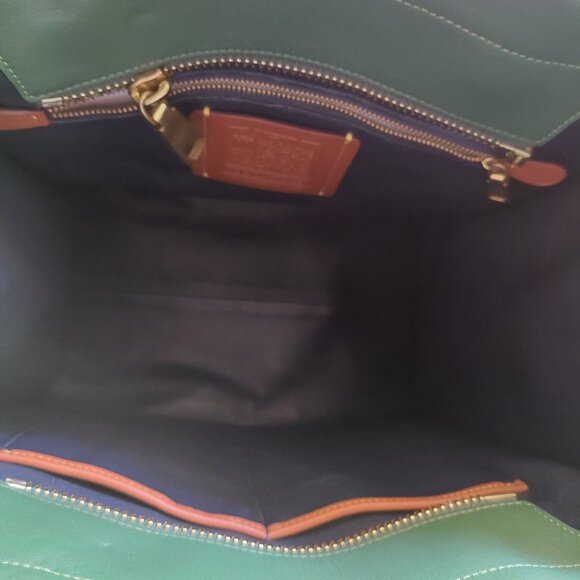 Coach Green Leather Tote New with Tags - Picture 5 of 12